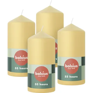 Bolsius Glatte Stumpenkerzen 4 St. 12 x 6 cm beige
