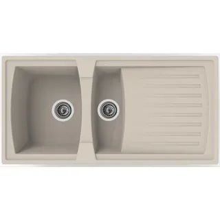Respekta Boston 1,5 Becken links Einbauspüle sandbeige Handbetätigung 1000 x 500 mm