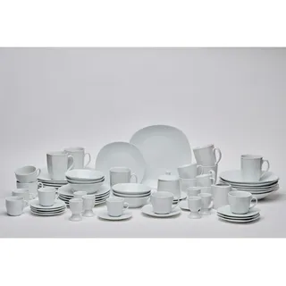 Novel Kombiservice , Weiß , Keramik , 62-teilig , Uni , 200 ml,200 ml,220 ml,270 ml,100 ml,370 ml,360 ml , Lfgb , lebensmittelecht , Geschirr, Geschirrsets, Kombiservice