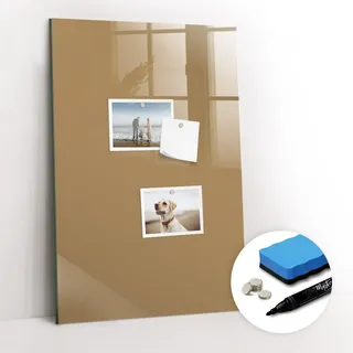 Tulup Magnettafel 40x60 Beige schwarzer Marker , Glas , 40x0.4x60 cm , Bilder & Rahmen, Pinnwände & Magnettafeln