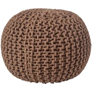 Homescapes Strick-Pouf braun, 40/40/35 cm , Braun , Textil , Uni , Rund , 40x35x40 cm , Wohnzimmer, Sessel, Hocker & Hockerbänke, Poufs
