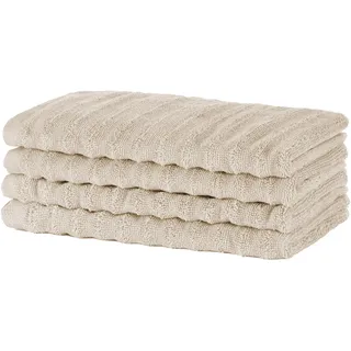 Merana Oslo Handtuch Set | schnelltrocknend, weich & fusselfrei | Frottier Luxus Qualität | 100% Baumwolle Frottee | Oeko-TEX | 590 GSM | Gästetuch & Gesichtstuch | Beige (4 x Gästetücher 30x50cm)