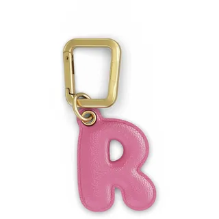 UNTAGS - Charm Buchstabe R - Material mit Ledereffekt - inklusive Goldener Metallschnalle - Rose