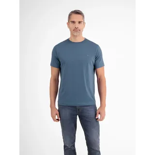 LERROS T-Shirt »LERROS Basic T-Shirt mit Logostitch, unifarben«, blau