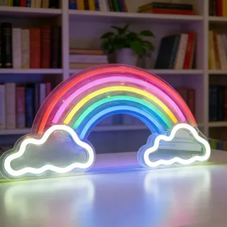 Regenbogen Lampe - Stromversorgungüber USB-Kabel Neon Schild Stimmungslicht Led Wanddeko, Neon Licht Leuchtreklame für Wandleuchte Kinderzimmer und Regenbogen Deko Kinderzimmer