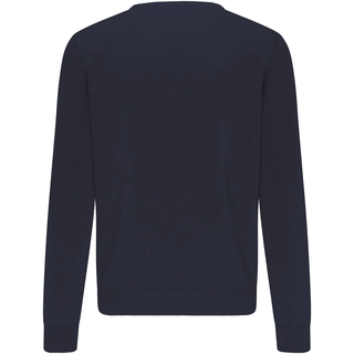 Strickpullover FYNCH-HATTON "FYNCH-HATTON Langarmpullover", Herren, Gr. S (48), blau (navy), Strick, Obermaterial: 100% Baumwolle, unifarben, normal hüftbedeckend, Rundhals, Flachstrickbündchen, Pullover Strickpullover, mit Logostickerei
