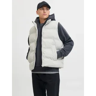 Steppweste JACK & JONES "JJESOHO BODYWARMER COLLAR SN", Herren, Gr. XS, grau (dove), Web, Obermaterial: 100% Polyester, unifarben, regular fit hüftlang, Westen Steppweste