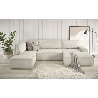 Home Affaire Wohnlandschaft SHERWOOD 329 cm, U-Form, Schlafsofa,« Schlaffunktion m. Bettkasten (194x139 cm), Cord, Vintage, Samtvelours