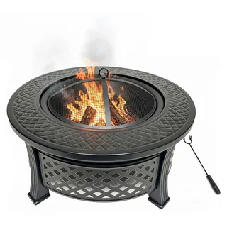Feuerschale mit Grillrost und Funkenschutz, Stahl