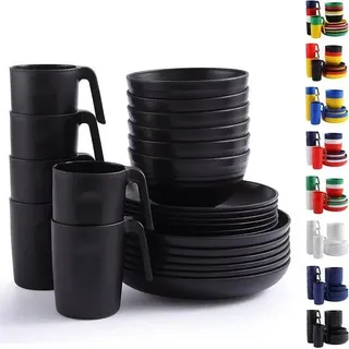 Plastik Essensset 24tlg. schwarz für 6 Personen - Schwarz