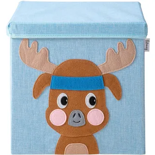 LIFENEY Aufbewahrungsbox mit Deckel und Hirsch I Spielzeugbox mit Tiermotiv passend für Würfelregale I Ordnungsbox für das Kinderzimmer I Aufbewahrungskorb Kinder