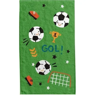 damaloo Kinderhandtuch 30x50 cm aus Baumwolle – Gästehandtuch mit Fußball Motiv – Kleines Handtuch für Jungen & Mädchen – Händetuch oder Waschlappen für Kinder