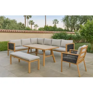Gardissimo LUKA Rope Alu Ecklounge Gartenmöbel Set Holzoptik Gruppe links