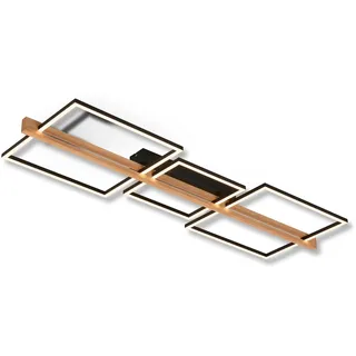 Briloner - LED Deckenlampe mit Holzdekor, in Stufen dimmbar, warmweiße Lichtfarbe, LED Deckenleuchte, Wohnzimmerlampe, Schlafzimmerlampe, Küchenlampe, 108x35x8 cm (LxBxH), Schwarz-Holz