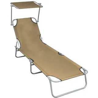 vidaXL Klappliege mit Sonnenschutz 188,5 x 57,5 x 27 cm taupe