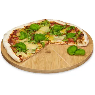 Relaxdays Pizzateller Holz 1 Set 33 x 33 x 1,5 cm Natur