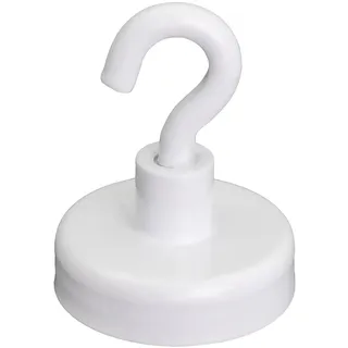 first4magnets Ferrit White Lackiertes Klemmmagnet Mit M4 - Haken Für Kühlschrank, Whiteboard, Hinweis, Aktenschrank Oder Büro - 25mm Durchmesser x 38mm Hoch - 4kg Pull - Pack von 10