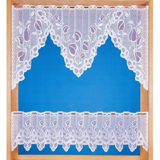 WECKBRODT Scheibengardine »Eva« Stangendurchzug 1 Stk. tlg. Bistro, Jacquard, floral, 2teiliges Set, Gardine, Store, weiß