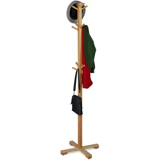 Relaxdays Garderobenständer Bambus Natur