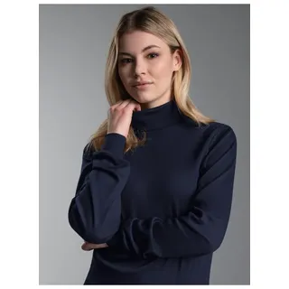 Rollkragenshirt TRIGEMA "TRIGEMA Langarm Ski- und Sport-Rollkragenpullover", Damen, Gr. S, blau (navy), Feinripp, 100% Baumwolle (Bio-Baumwolle kbA), Basic, normal, ohne Ausschnitt, Shirts Rollkragenshirt
