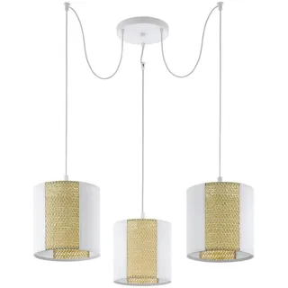 Eglo Hängeleuchte , Braun, Weiß , Metall, Papier, Naturmaterialien , länglich , 130 cm , Lampen & Leuchten, Leuchtenserien