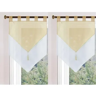 Gardinenbox Scheibengardine HxB 90x60 cm Sand »GERA« Zweilagig Voile Schlaufen Scheibenhänger Panneaux, 2023710 (Packung mit 2)