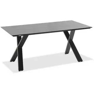 Gartentisch , Anthrazit, Grau , Kunststoff , Betonoptik , rechteckig , X-Form , 95x76x200 cm , wetterbeständig , Gartenmöbel, Gartentische, Gartentische