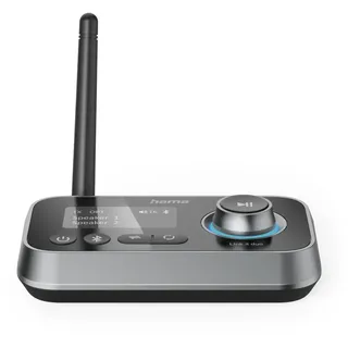 Hama Bluetooth Adapter für TV, Stereoanlage, Beamer (Bluetooth Sender Empfänger verbinden mit Kopfhörer, Lautsprecher, Handy, Tablet, Bluetooth Audi Adapter mit Kabel Aux 3,5 mm Klinke und optical)