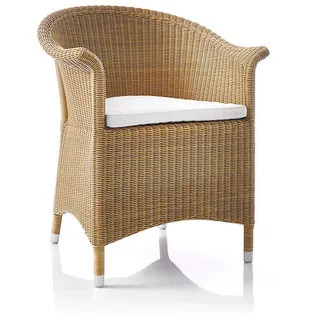 Geflechtsessel Carmelita natur beige inkl. Kissen creme 62x80x61 cm