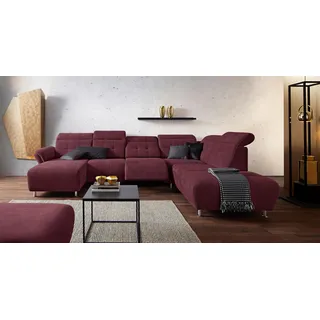 Home Affaire Wohnlandschaft »Manhattan U-Form« 2 Sitze mit elektrischer Relaxfunktion, verstellbare Armlehnen, lila