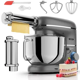 fentic Küchenmaschine mit Nudelmaschine, 2000W, Planetenrührmaschine, 6,2L Edelstahlschüssel – Grau
