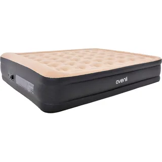 AVENLI Luftbett selbstaufblasend Luftmatratze Gästebett für 1 bis 2 Personen mit eingebauter integrierter automatischer Pumpe beige antrazit (Doppelbett 203x157x47cm)