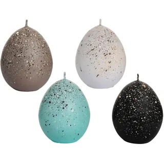 Dekohelden24 Ostereikerze im 4er Set - Eikerzen - Osterkerzen - Kerzen als Osterei, Pastellfarben türkis, Größe H/Ø 6,5 x 4 cm,