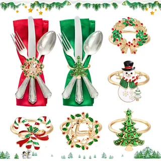 5 Stück Serviettenring Weihnachten,Weihnachten Servietten-Ringe,Merry Christmas Serviettenhalter für Weihnachten,Weihnachtsbaum Christmas Napkin Rings für Weihnachtsfeiern Esstischdekoration