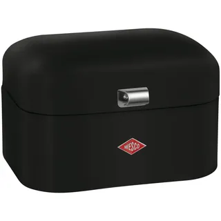Wesco Single Grandy Brotkasten in der Farbe mattschwarz, pulverbeschichtetes Stahlblech, Lüftungslöcher und stabiler Handgriff