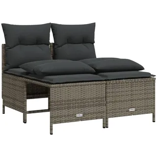vidaXL 4-tlg. Garten-Sofagarnitur mit Kissen Grau Poly Rattan - Grau