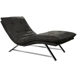 W.Schillig Relaxliege daily dreams Leder 75 x 91 x 170 cm grau mit Kissen
