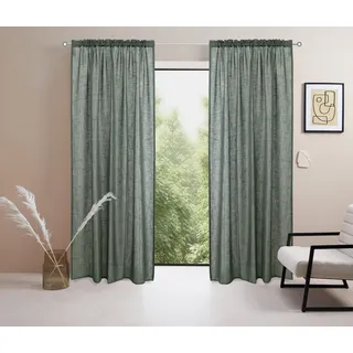 LeGer Home by Lena Gercke Gardine »Marusha« Stangendurchzug 1 Stk. tlg. 1 Schal, Leinenoptik, grob gewebt, verschiedene Größen, grün