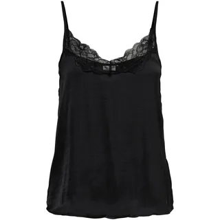 JDY Damen Tank Top Oberteil Spitzen JDYAPPA Basic Lace Shirt Ärmellos Spaghetti Träger Sommershirt, Farben:Schwarz, Größe:40