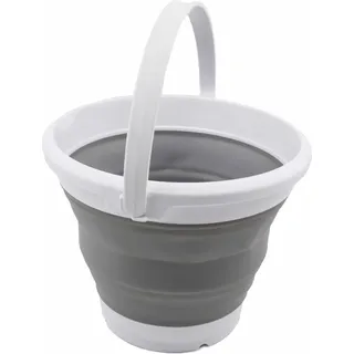 5,5L faltbarer Kunststoff-Eimer faltbare runde Schüssel tragbarer Fischwasser-Eimer platzsparender Außenwasserbehälter (weiß/grau, 1)
