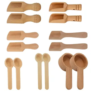 14 Stück Mini-Holzlöffel, CNYMANY 7,5 cm-11 cm Kleine Holzlöffel Kleine Teelöffel für Badesalz, Gewürze, Bonbons, Waschpulver, Zucker, Honig, Tee, Kaffee