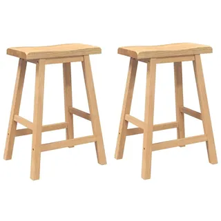 vidaXL Barhocker 2 Stk. Natur Massivholz Gummibaum