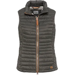 camel active Damen kurze leichte Steppweste mit elastischen Bündchen Khaki, womenswear-38
