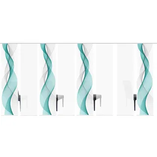 Home Fashion 98669, 8er-Set Schiebegardinen 'OPALIA' | 8 x 245 x 60 cm | inkl. Zubehör | Farbe:, Farbe:grau