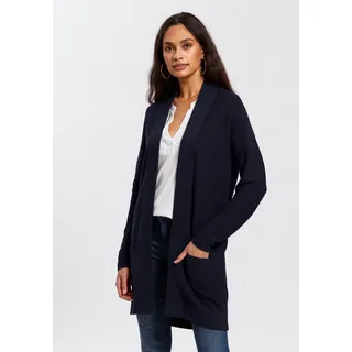 TOM TAILOR Longstrickjacke aus Rippstrick mit aufgesetzten Taschen, blau
