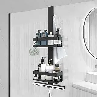 UUlioyer Duschablage zum Hängen, Duschregal aus Edelstahl SUS304 Ohne Bohrer für Rahmenlos Glastür, Shampoo Duschgel Halterung für Dusche, Schwarz (Stil A)