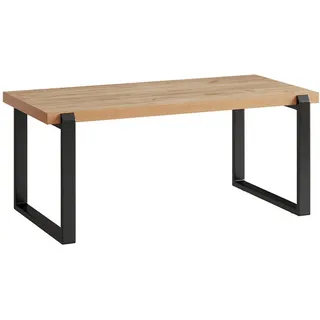 Vicco Couchtisch Halifax Eiche rustikal/Schwarz, 110 x 46 cm mit Metallrahmen