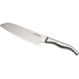 LE CREUSET Santoku Messer, 18 cm 18/8 Damaststahlklinge mit glattem Schliff, Edelstahlgriff, Rostfrei, Silber, 98000218000100