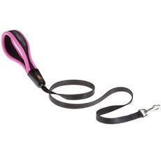 Ferplast Hundeleine ERGOFLUO, Hundeleine Grosse Hunde, Ergonomisch Gepolsterter Griff, Metallkarabierhaken, aus Nylon, 120 cm, Rosa