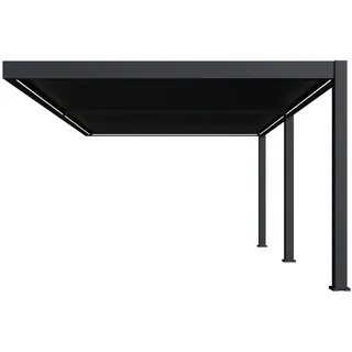 Weide E-Deluxe Plus | elektrische Wand Pergola mit LED | Voll Aluminium | 4 x 6 M | motorisiertes Lamellendach anthrazit - Grau